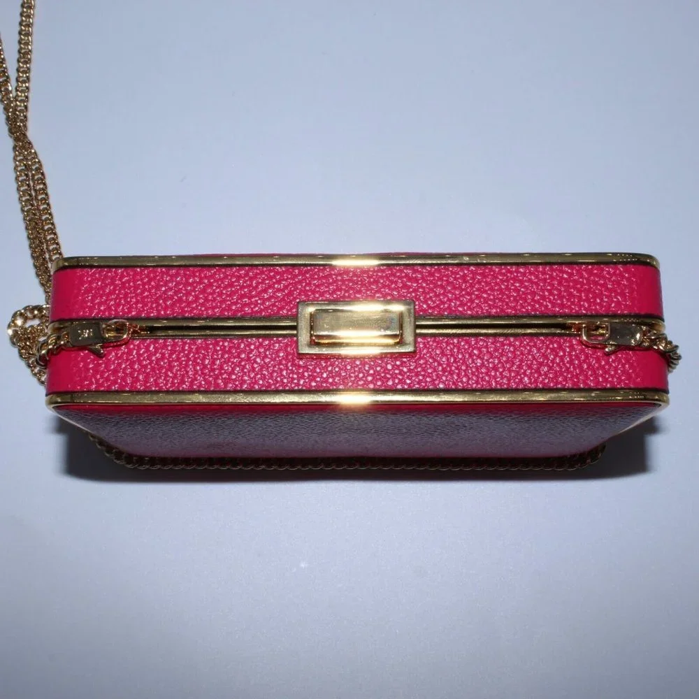 Michael Kors Cross Body Bag Satchel Purse Pink Leather Gold Hardware